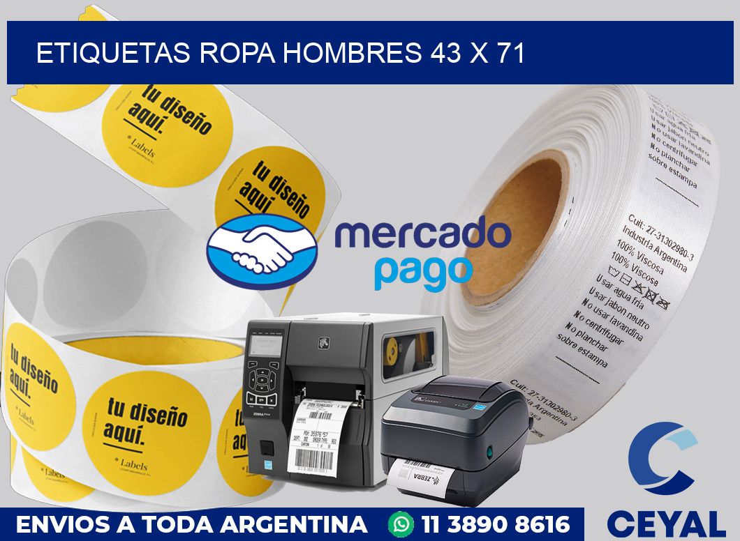 Etiquetas ropa hombres 43 x 71