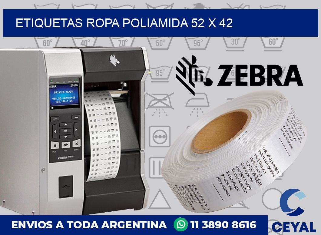 Etiquetas ropa poliamida 52 x 42