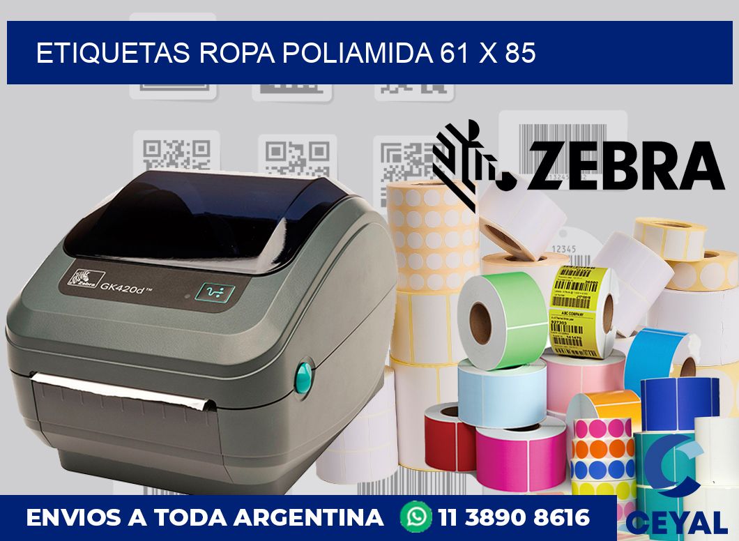 Etiquetas ropa poliamida 61 x 85