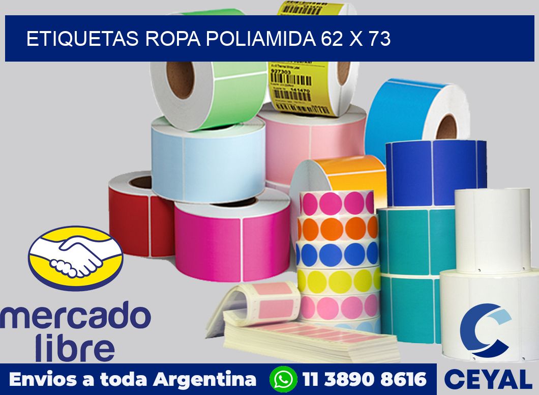 Etiquetas ropa poliamida 62 x 73