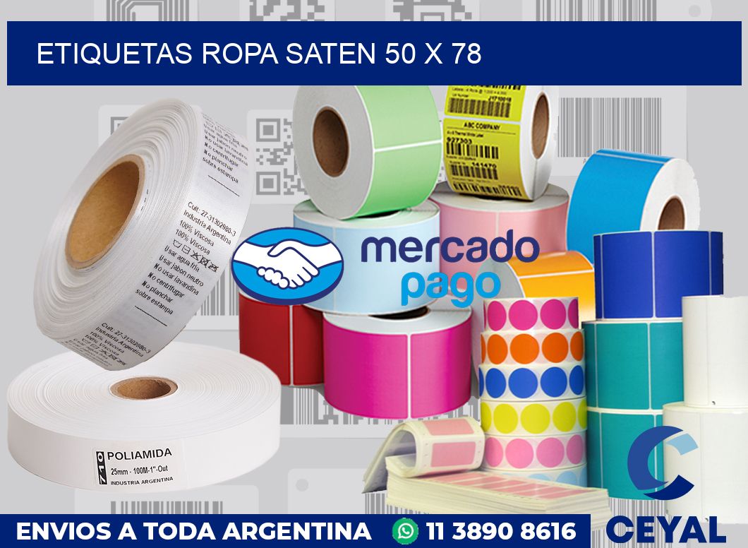 Etiquetas ropa saten 50 x 78