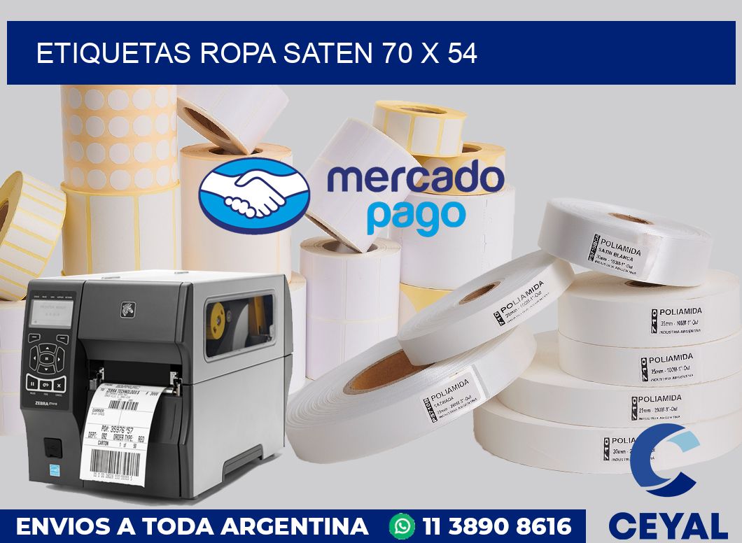 Etiquetas ropa saten 70 x 54