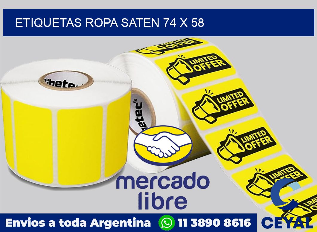 Etiquetas ropa saten 74 x 58