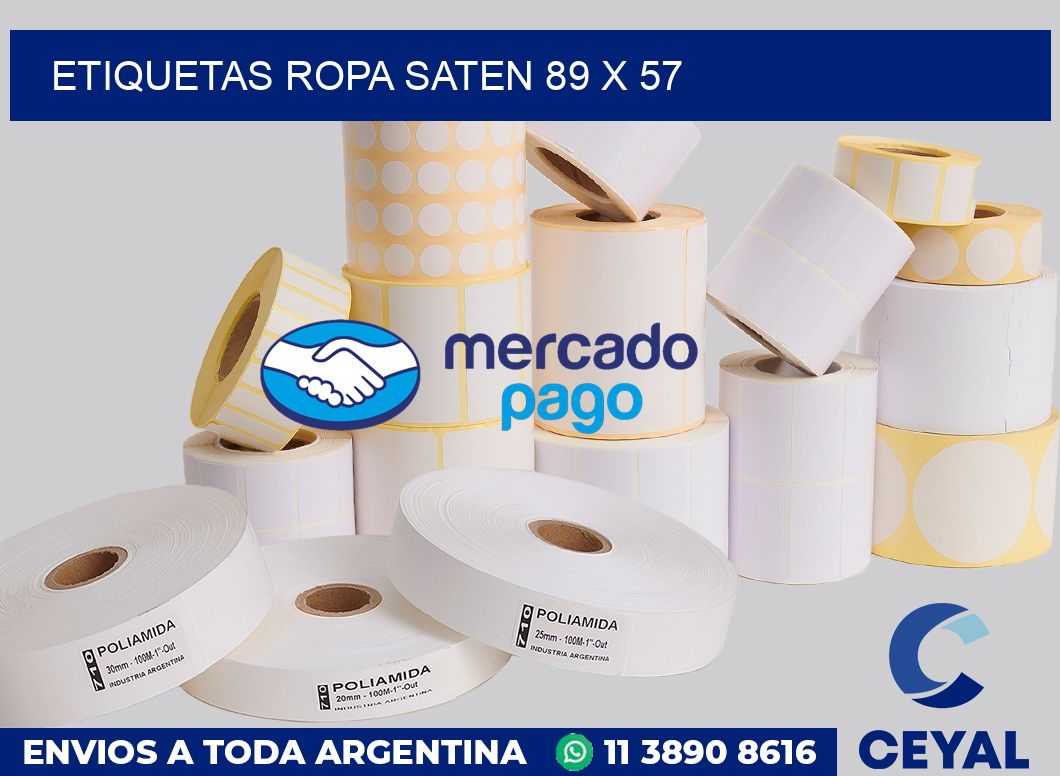 Etiquetas ropa saten 89 x 57