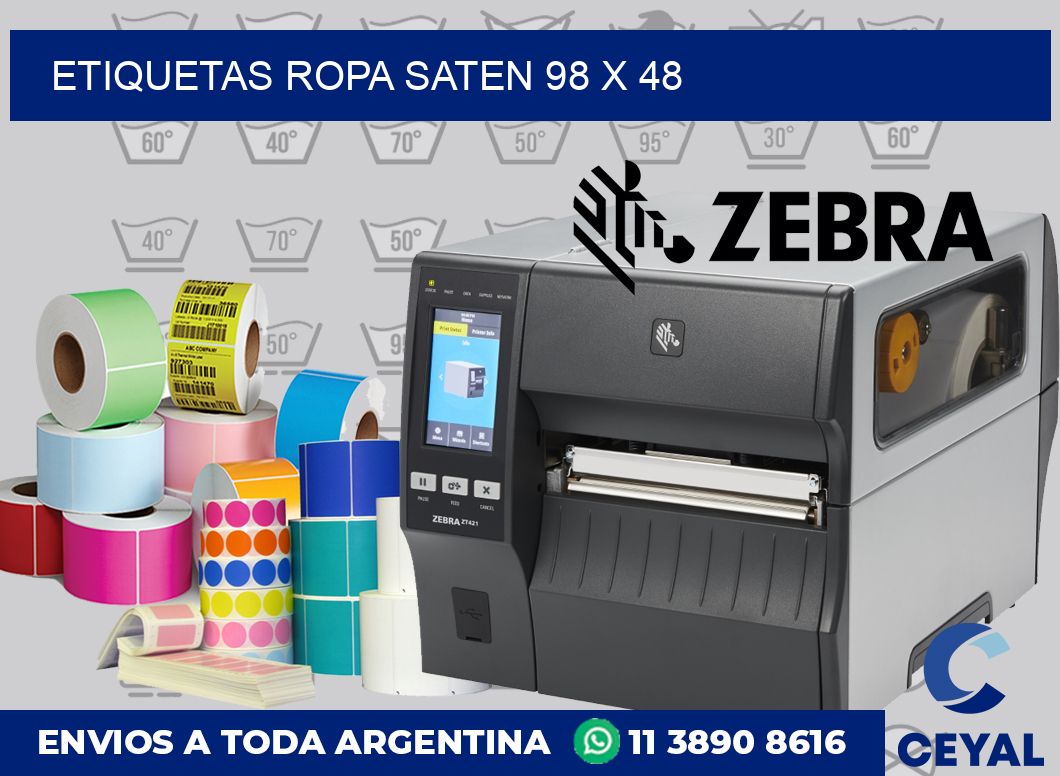 Etiquetas ropa saten 98 x 48
