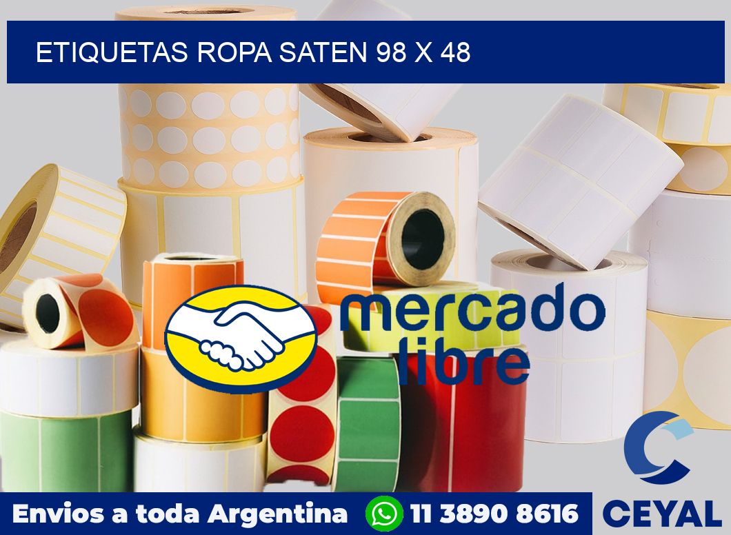 Etiquetas ropa saten 98 x 48