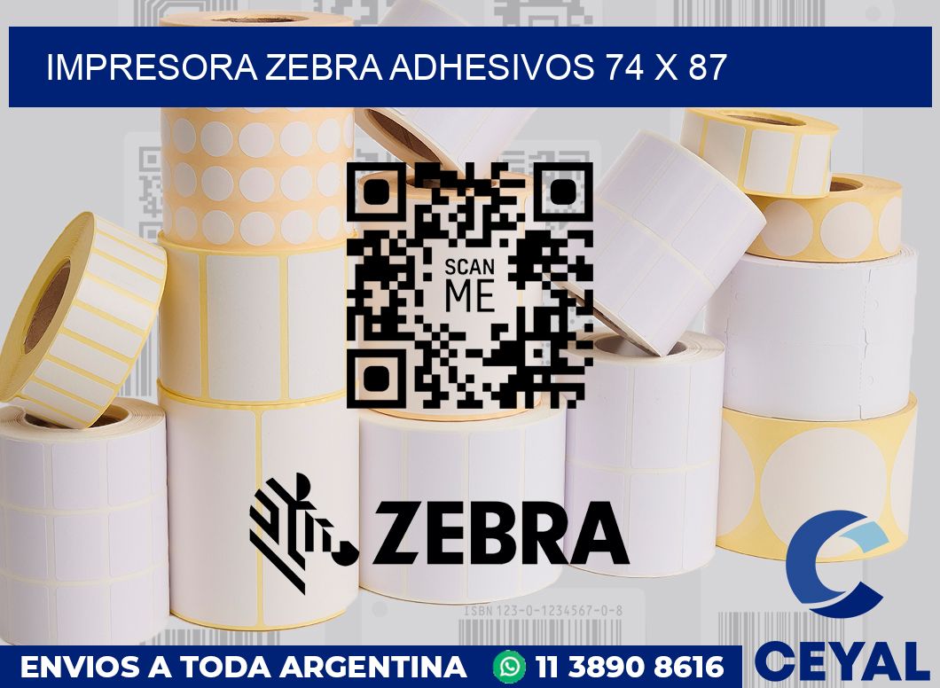 Impresora Zebra adhesivos 74 x 87