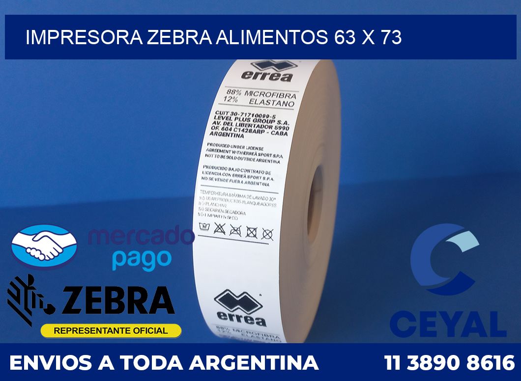 Impresora Zebra alimentos 63 x 73