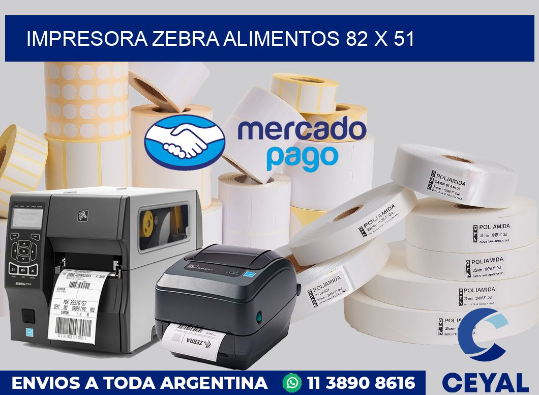 Impresora Zebra alimentos 82 x 51