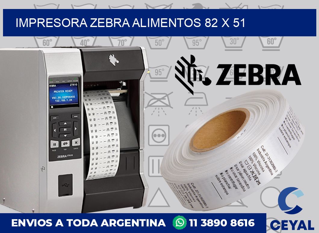 Impresora Zebra alimentos 82 x 51