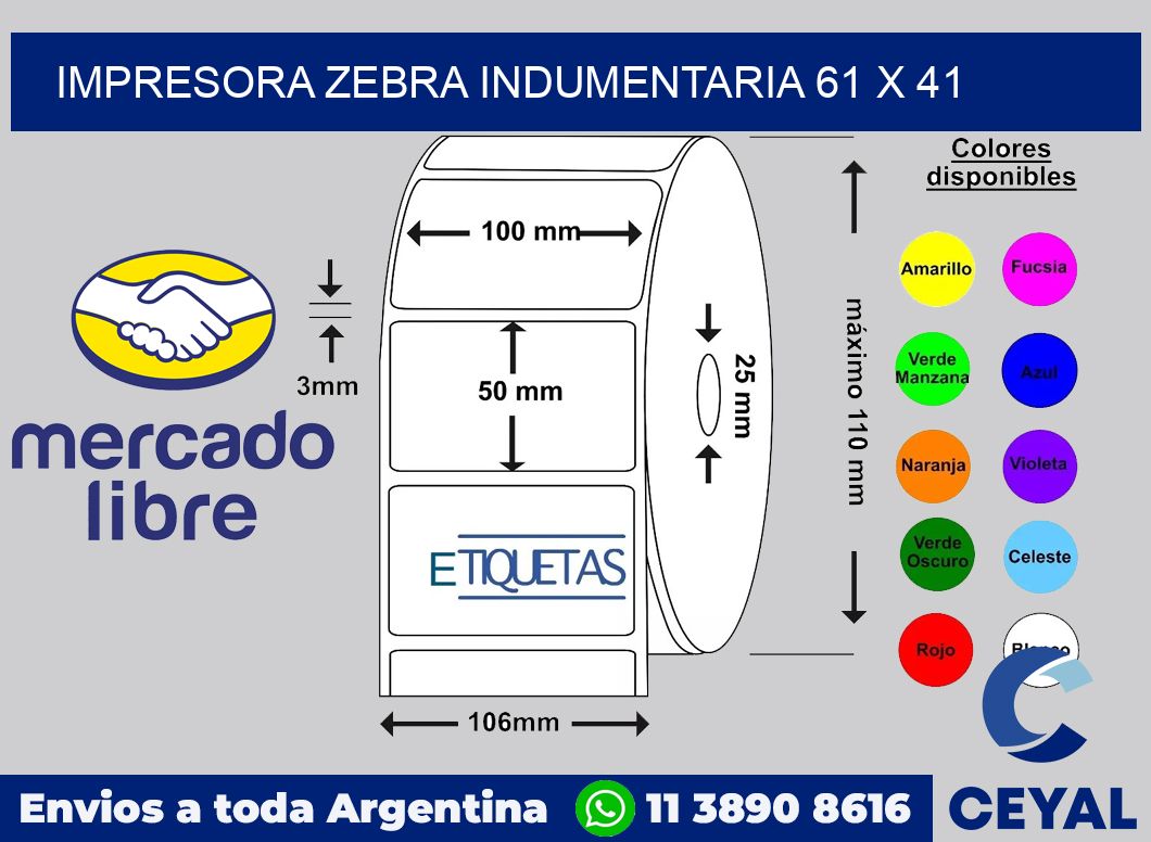 Impresora Zebra indumentaria 61 x 41