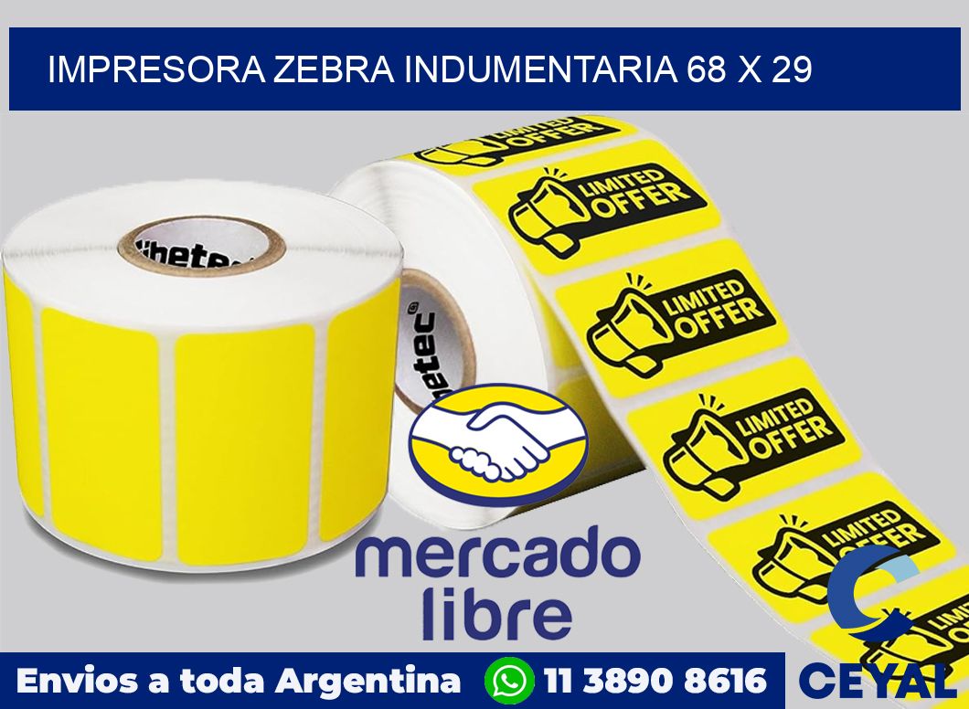 Impresora Zebra indumentaria 68 x 29