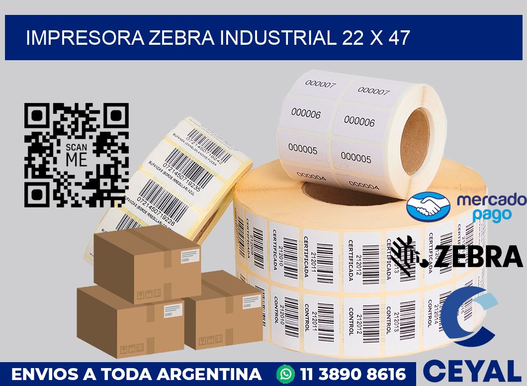 Impresora Zebra industrial 22 x 47