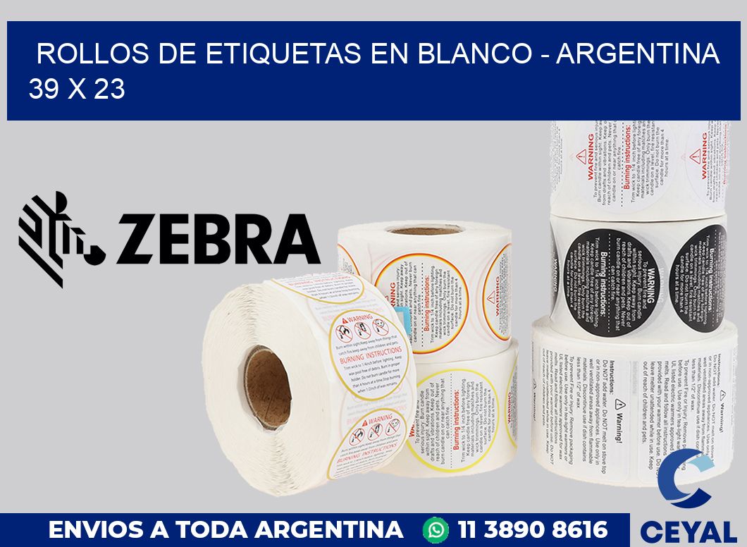 Rollos de etiquetas en blanco - Argentina 39 x 23