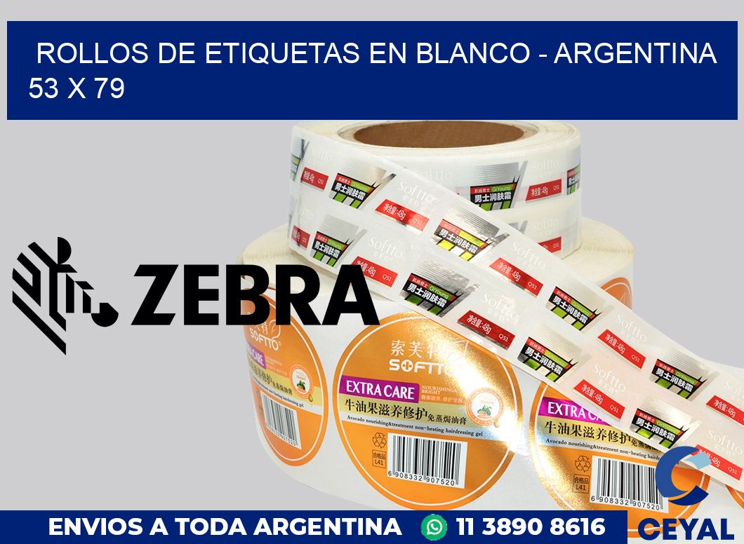 Rollos de etiquetas en blanco - Argentina 53 x 79