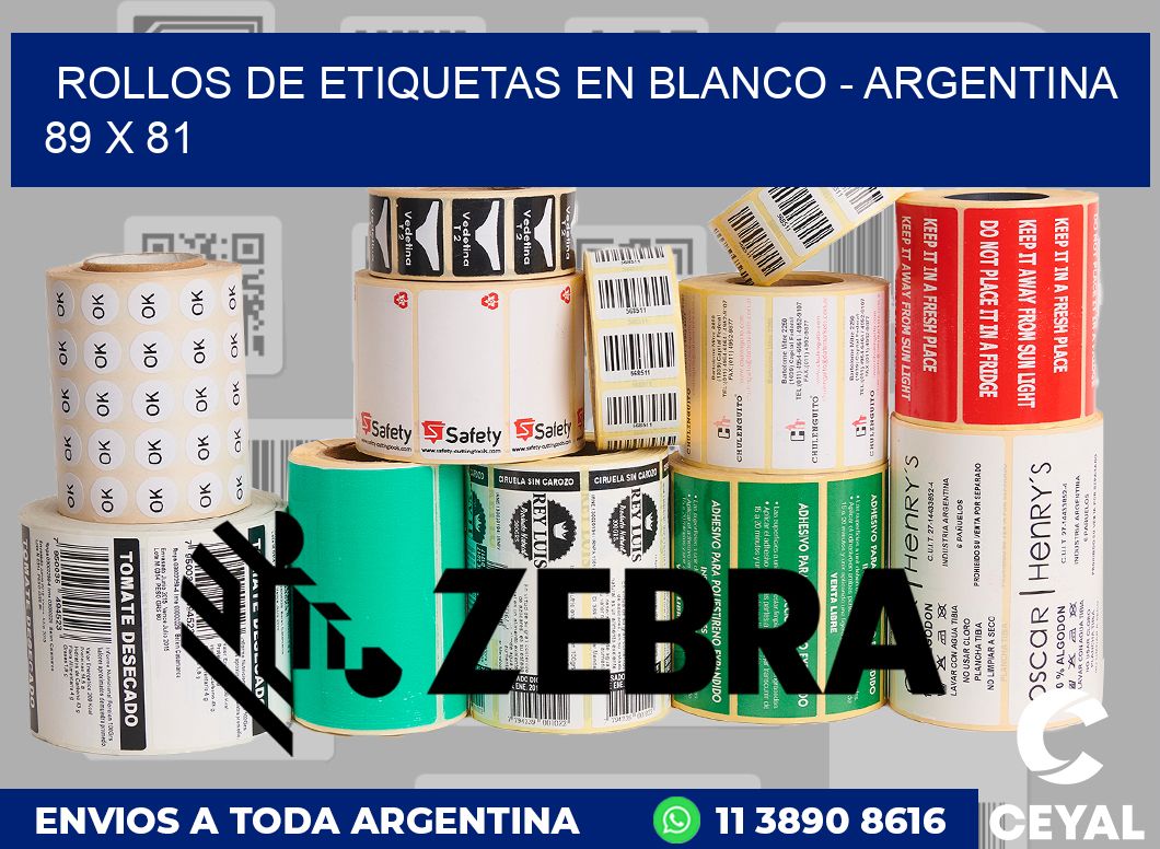 Rollos de etiquetas en blanco - Argentina 89 x 81