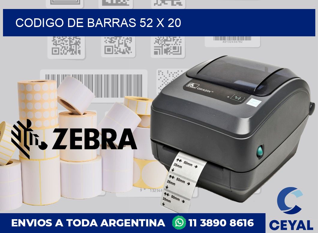 codigo de barras 52 x 20