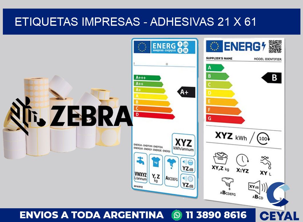 etiquetas impresas - Adhesivas 21 x 61