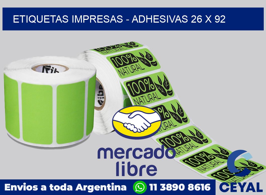 etiquetas impresas - Adhesivas 26 x 92