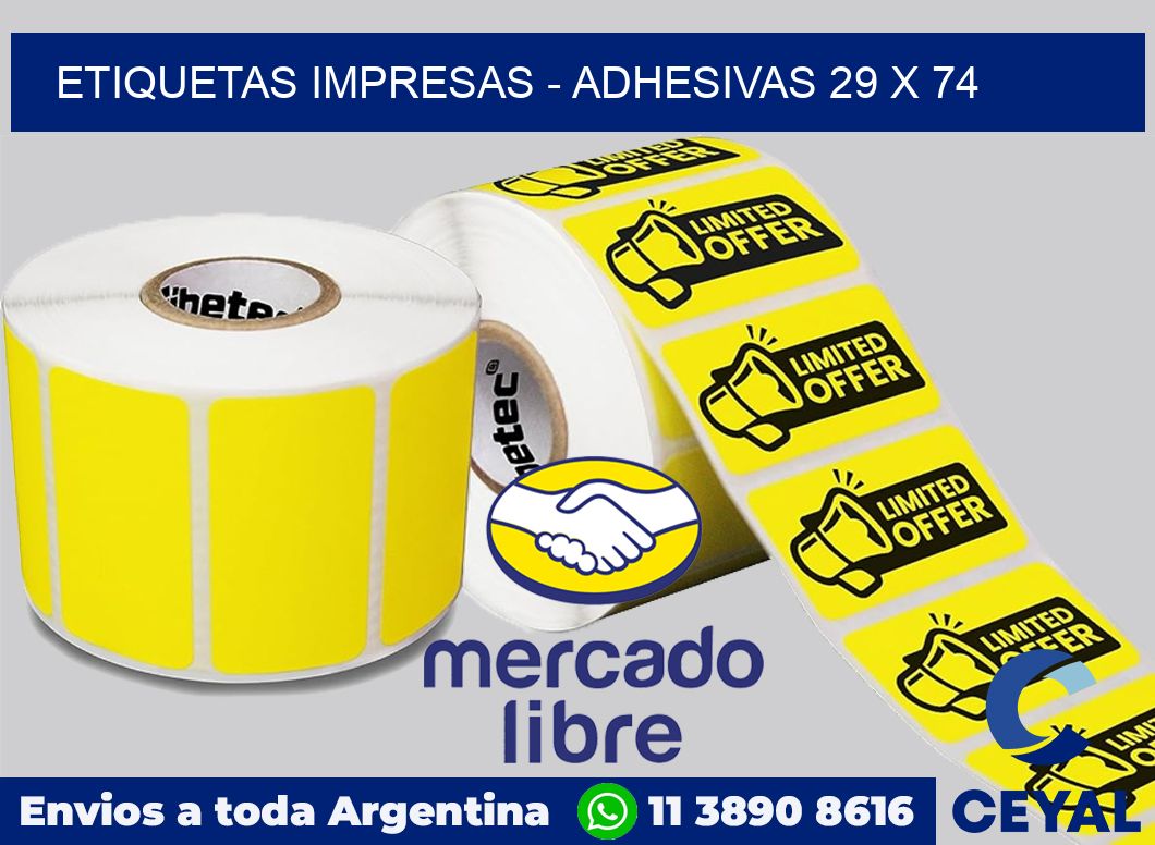 etiquetas impresas - Adhesivas 29 x 74