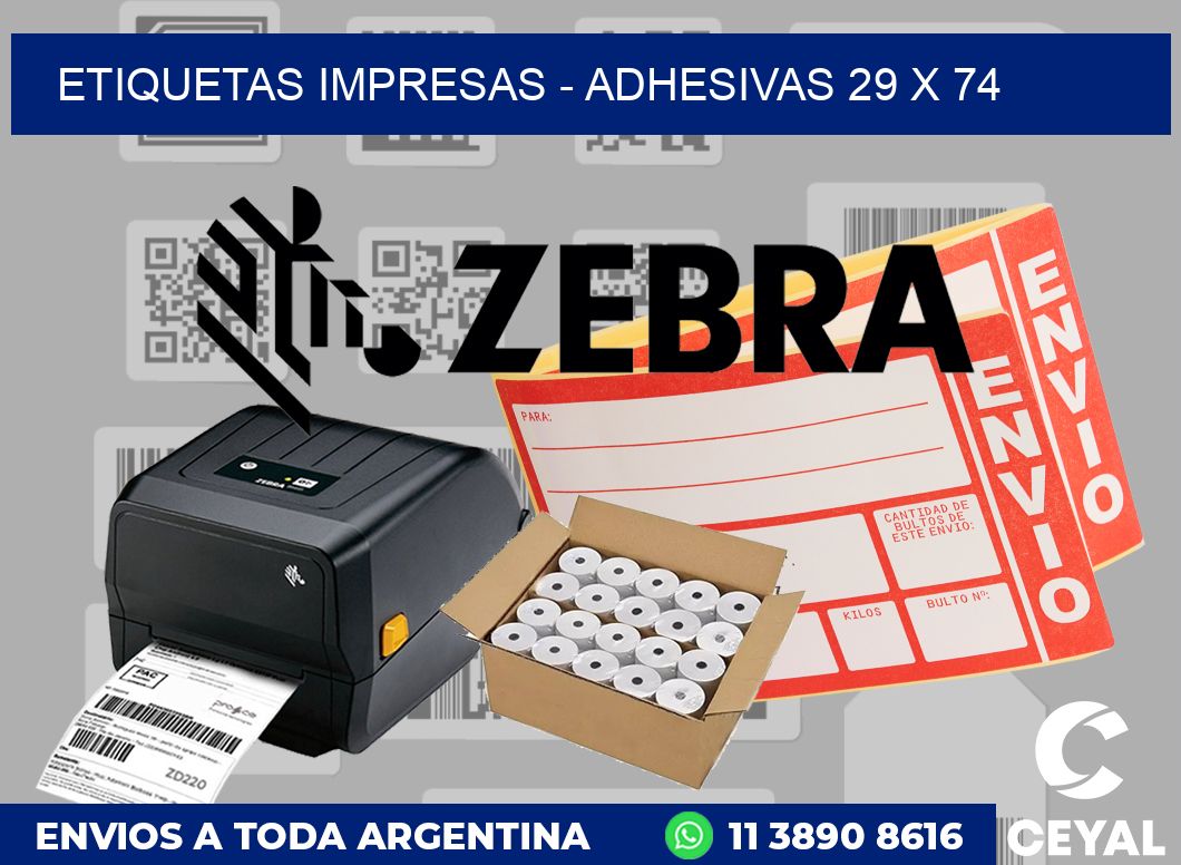 etiquetas impresas - Adhesivas 29 x 74