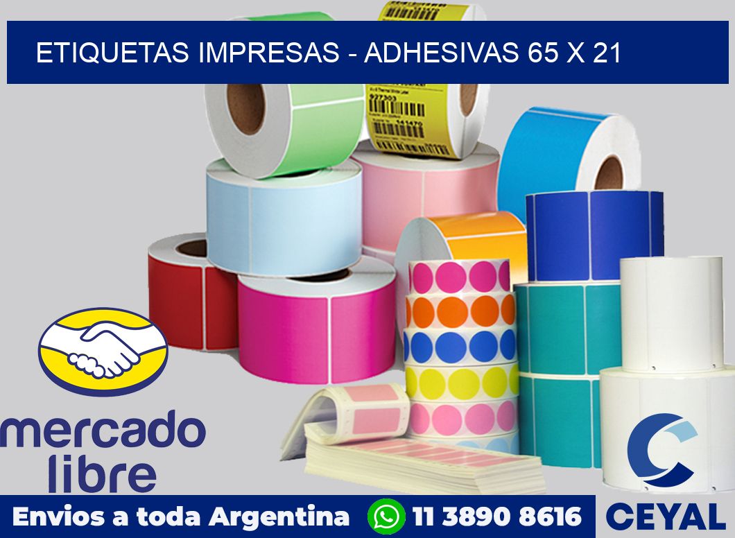 etiquetas impresas - Adhesivas 65 x 21