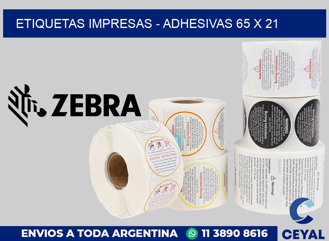 etiquetas impresas - Adhesivas 65 x 21