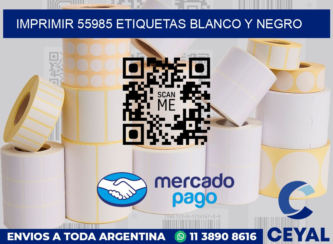 imprimir 55985 etiquetas blanco y negro