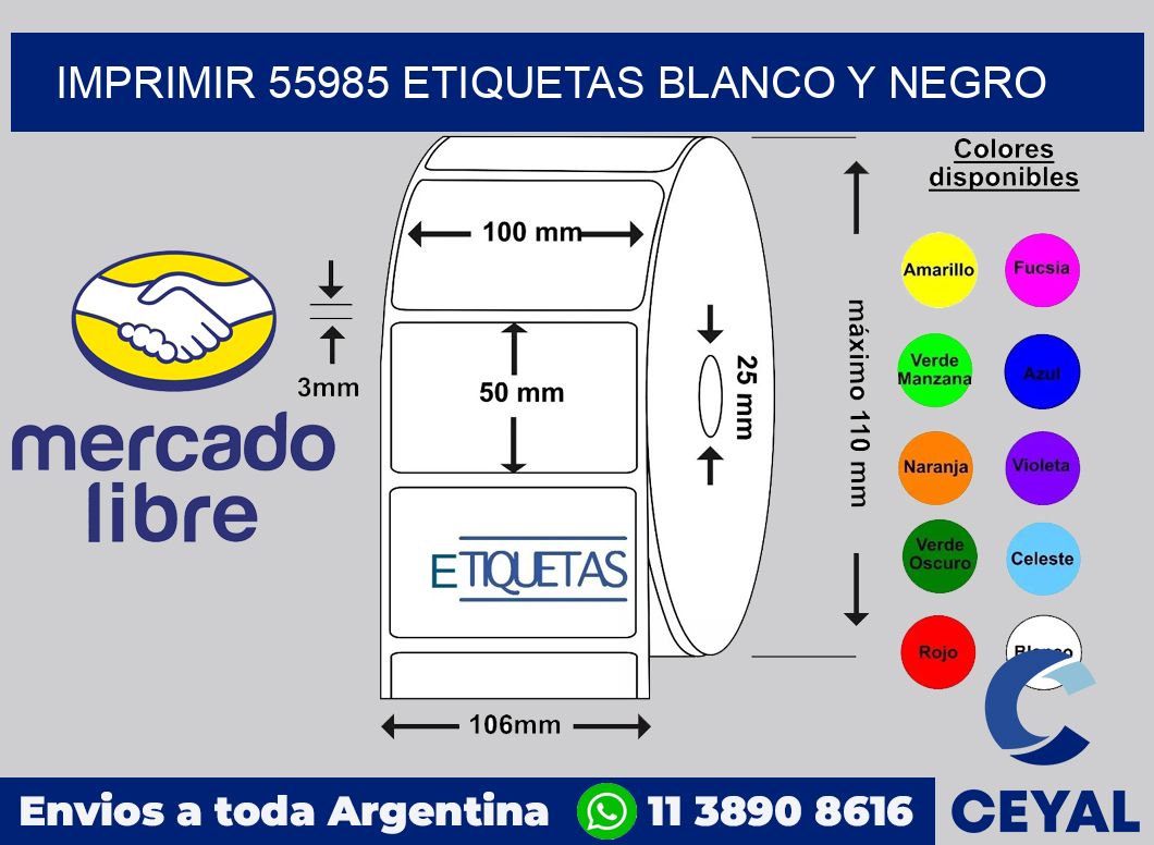 imprimir 55985 etiquetas blanco y negro