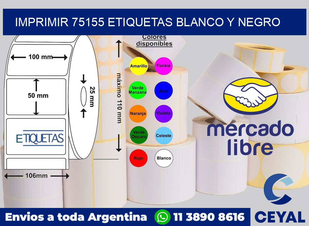 imprimir 75155 etiquetas blanco y negro