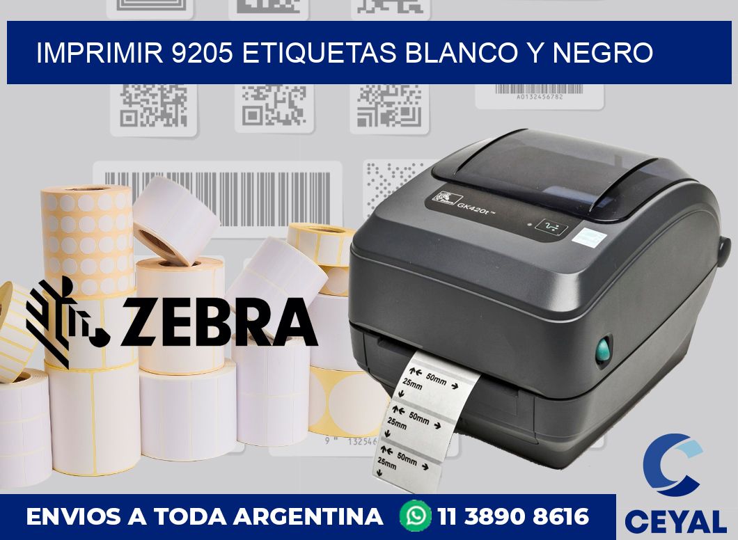 imprimir 9205 etiquetas blanco y negro