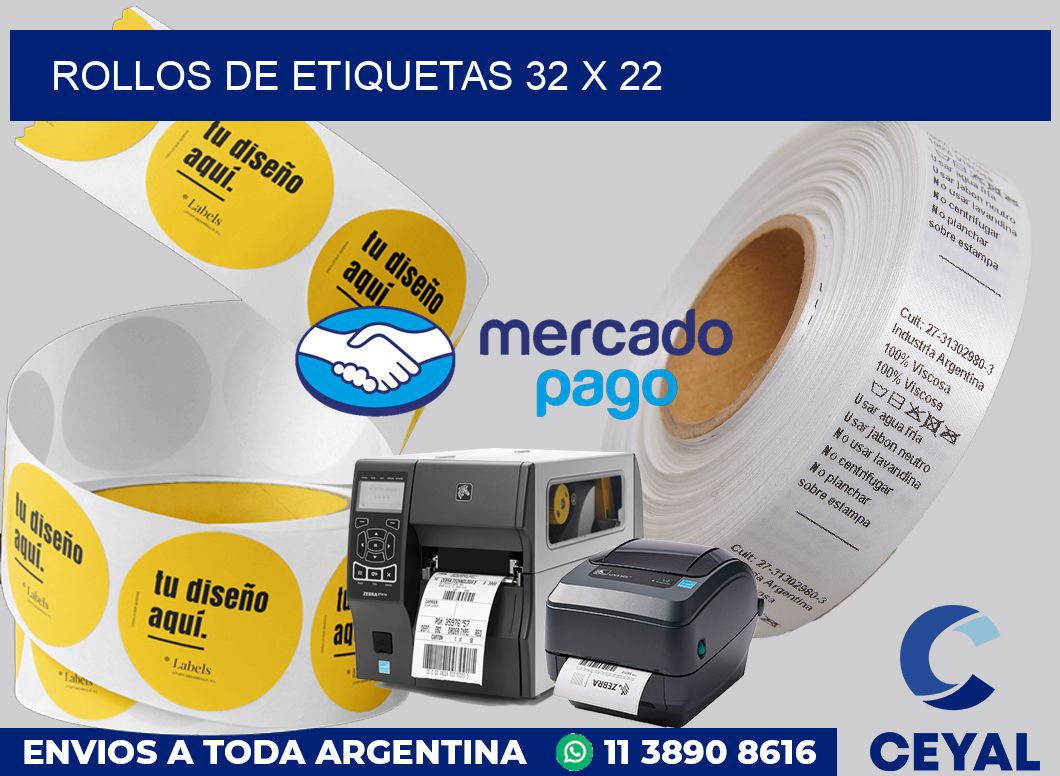 rollos de etiquetas 32 x 22