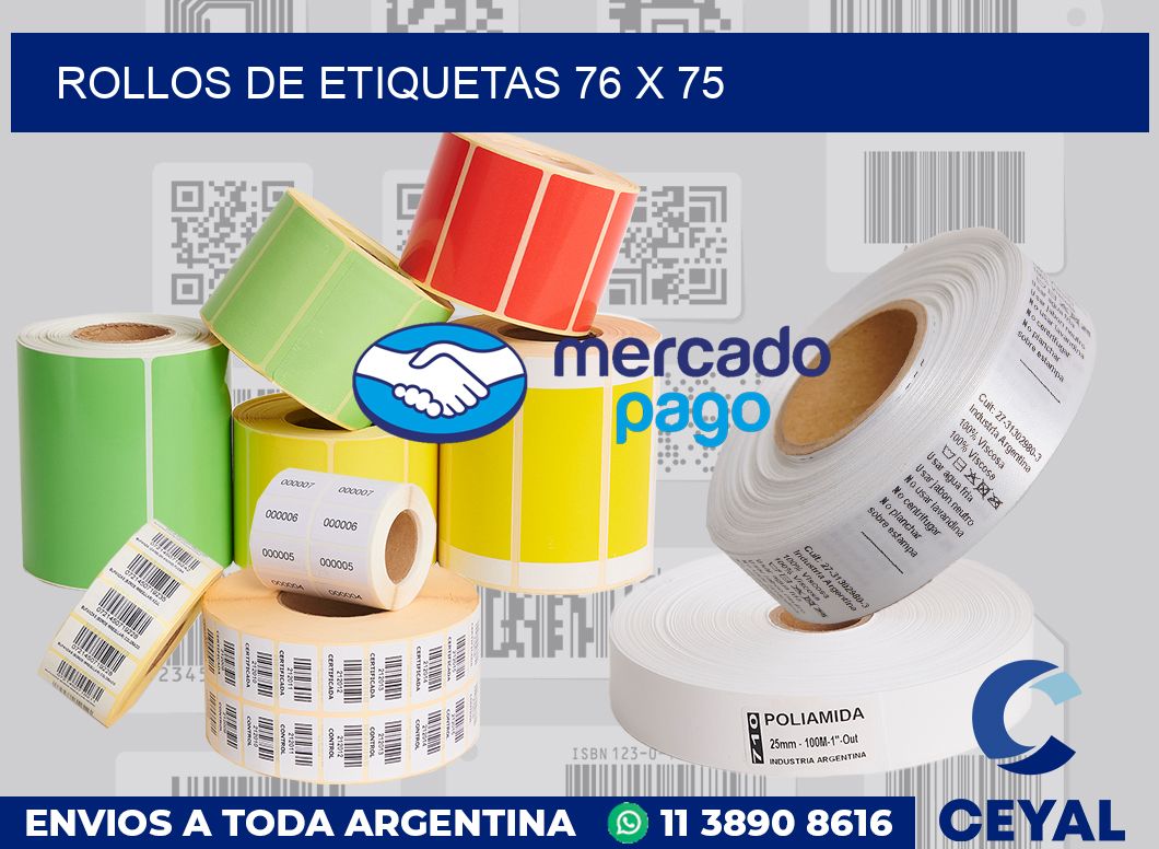 rollos de etiquetas 76 x 75