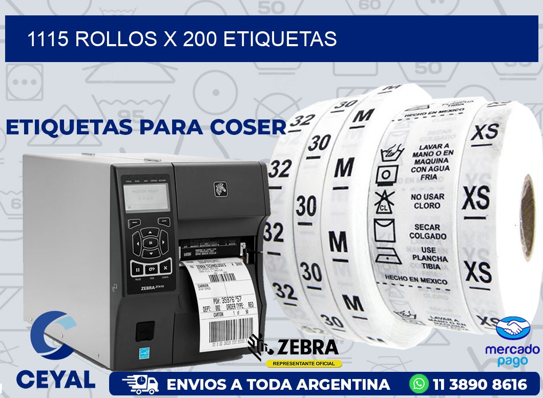 1115 ROLLOS X 200 ETIQUETAS