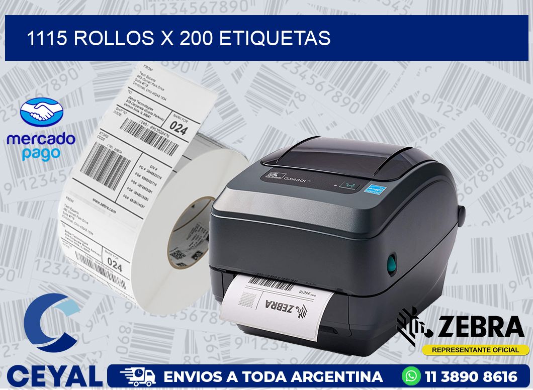 1115 ROLLOS X 200 ETIQUETAS