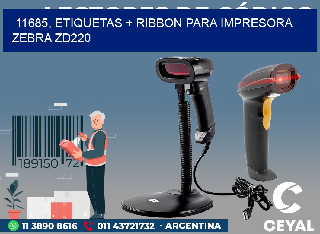 11685, etiquetas + ribbon para impresora zebra zd220