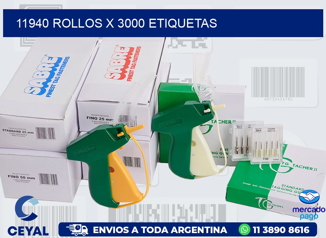 11940 ROLLOS X 3000 ETIQUETAS