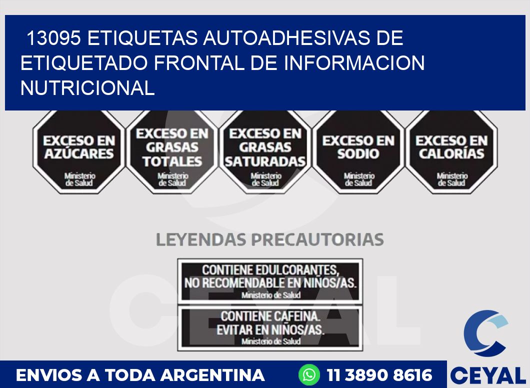 13095 ETIQUETAS AUTOADHESIVAS DE ETIQUETADO FRONTAL DE INFORMACION NUTRICIONAL