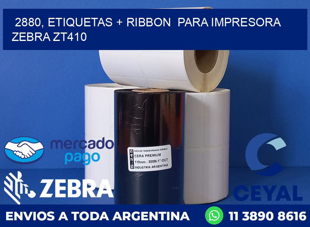 2880, etiquetas + ribbon  para impresora zebra ZT410