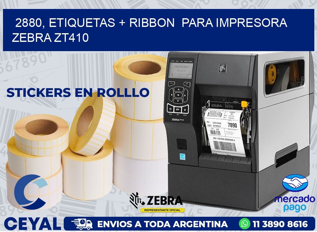 2880, etiquetas + ribbon  para impresora zebra ZT410