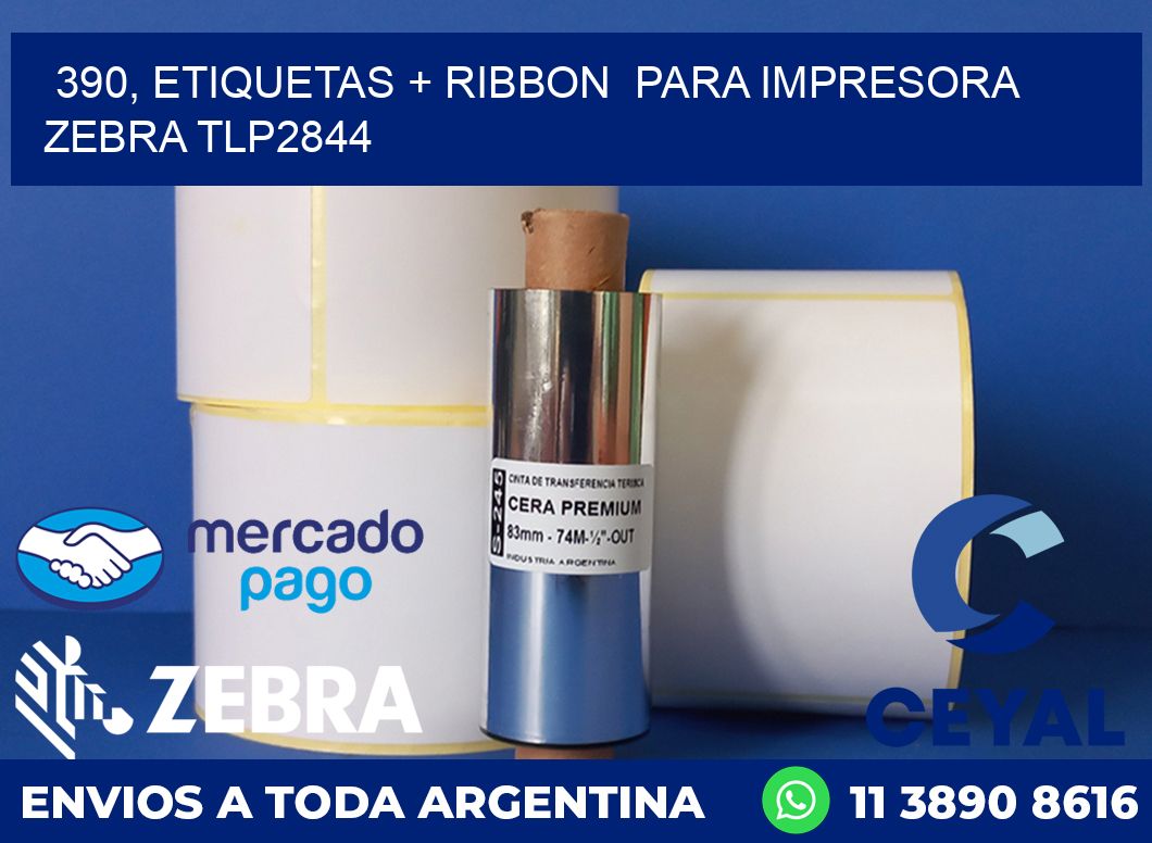 390, etiquetas + ribbon  para impresora zebra TLP2844