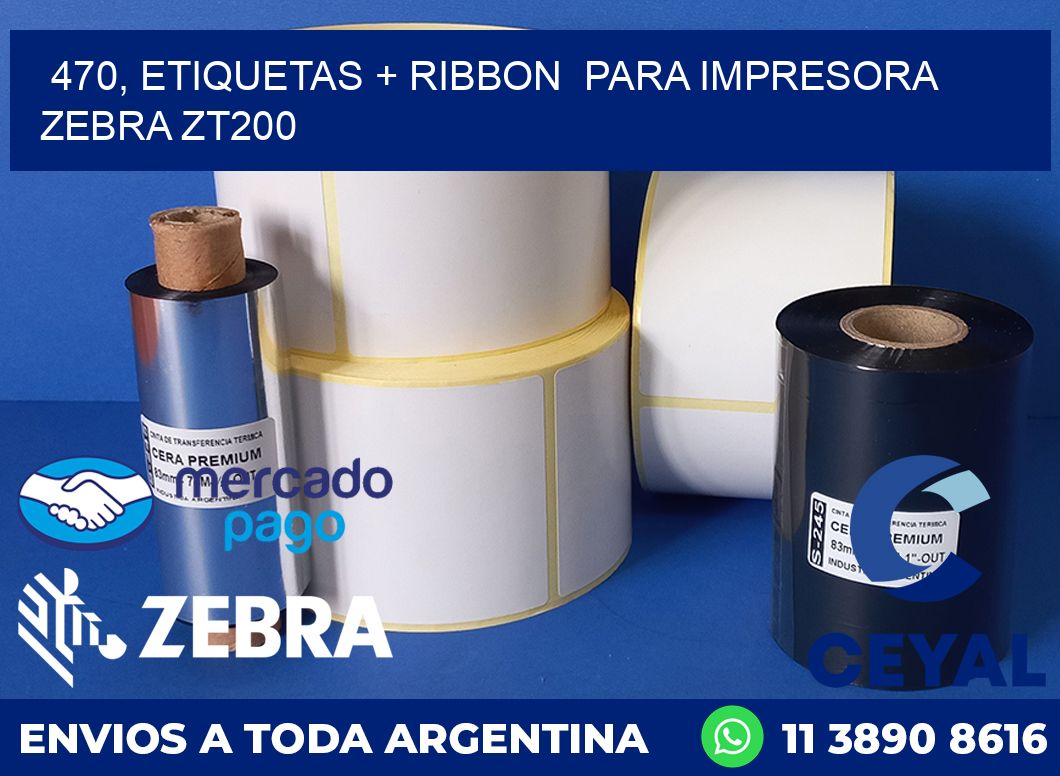 470, etiquetas + ribbon  para impresora zebra ZT200