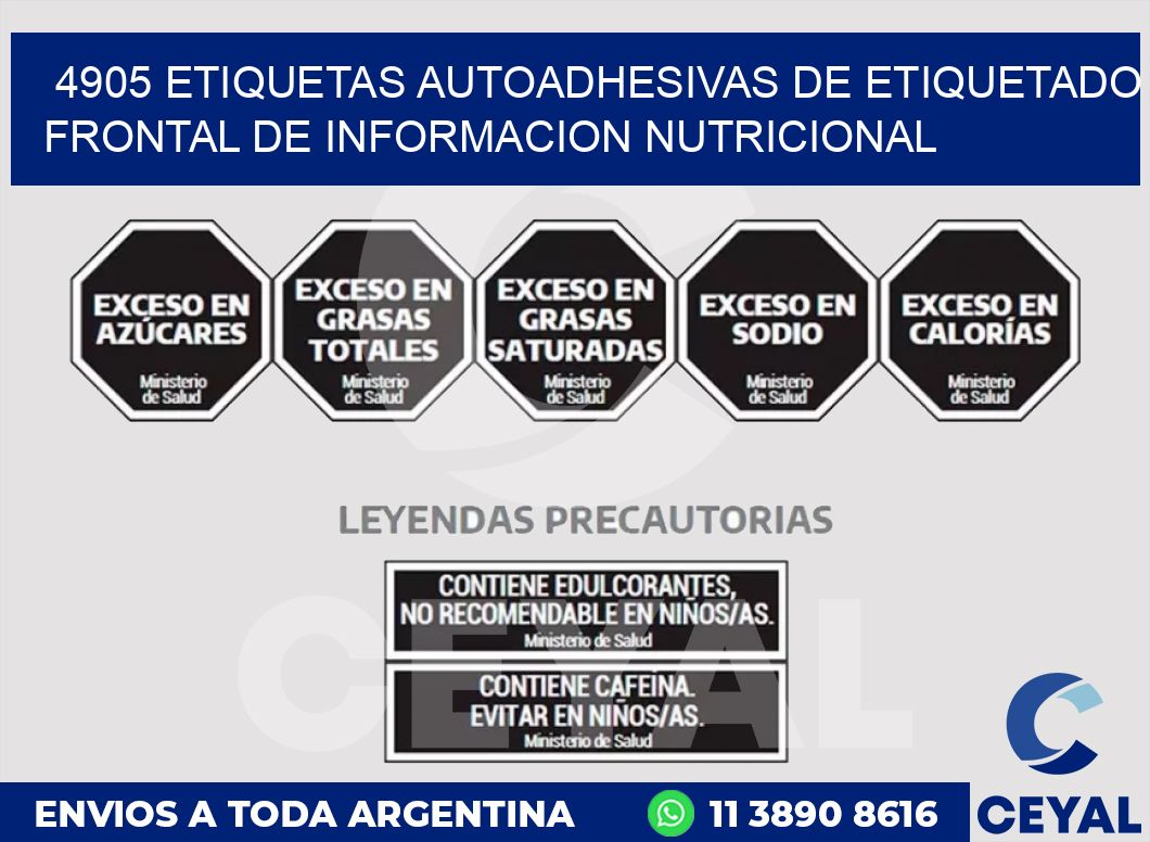 4905 ETIQUETAS AUTOADHESIVAS DE ETIQUETADO FRONTAL DE INFORMACION NUTRICIONAL