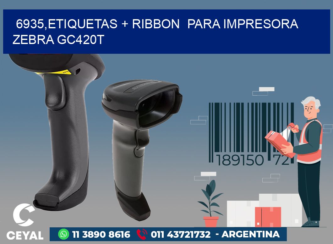 6935,etiquetas + ribbon  para impresora zebra GC420T