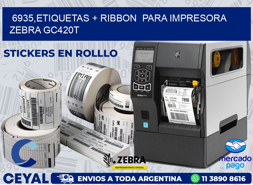 6935,etiquetas + ribbon  para impresora zebra GC420T