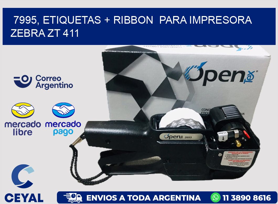 7995, etiquetas + ribbon  para impresora zebra ZT 411