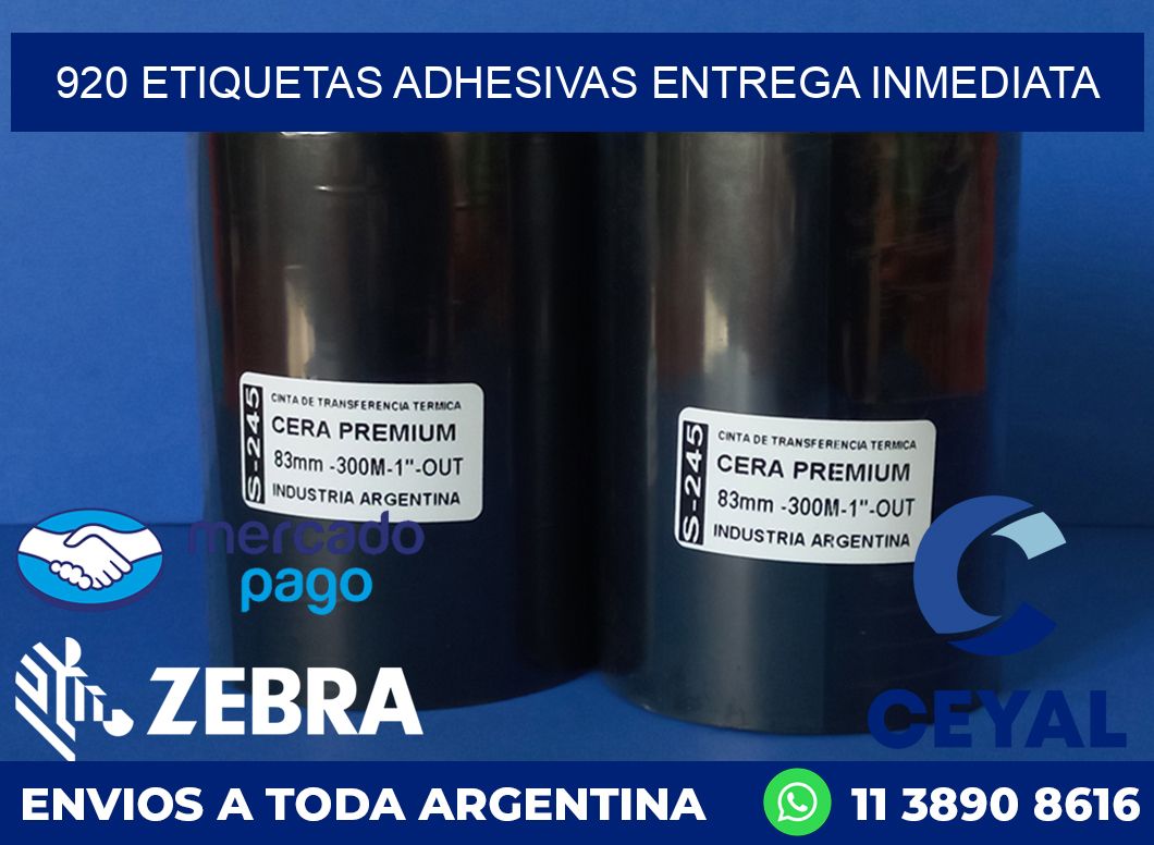 920 ETIQUETAS ADHESIVAS ENTREGA INMEDIATA
