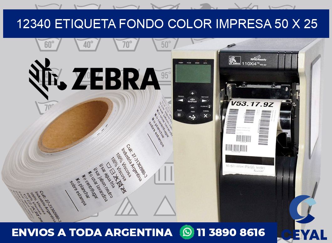 12340 ETIQUETA FONDO COLOR IMPRESA 50 X 25