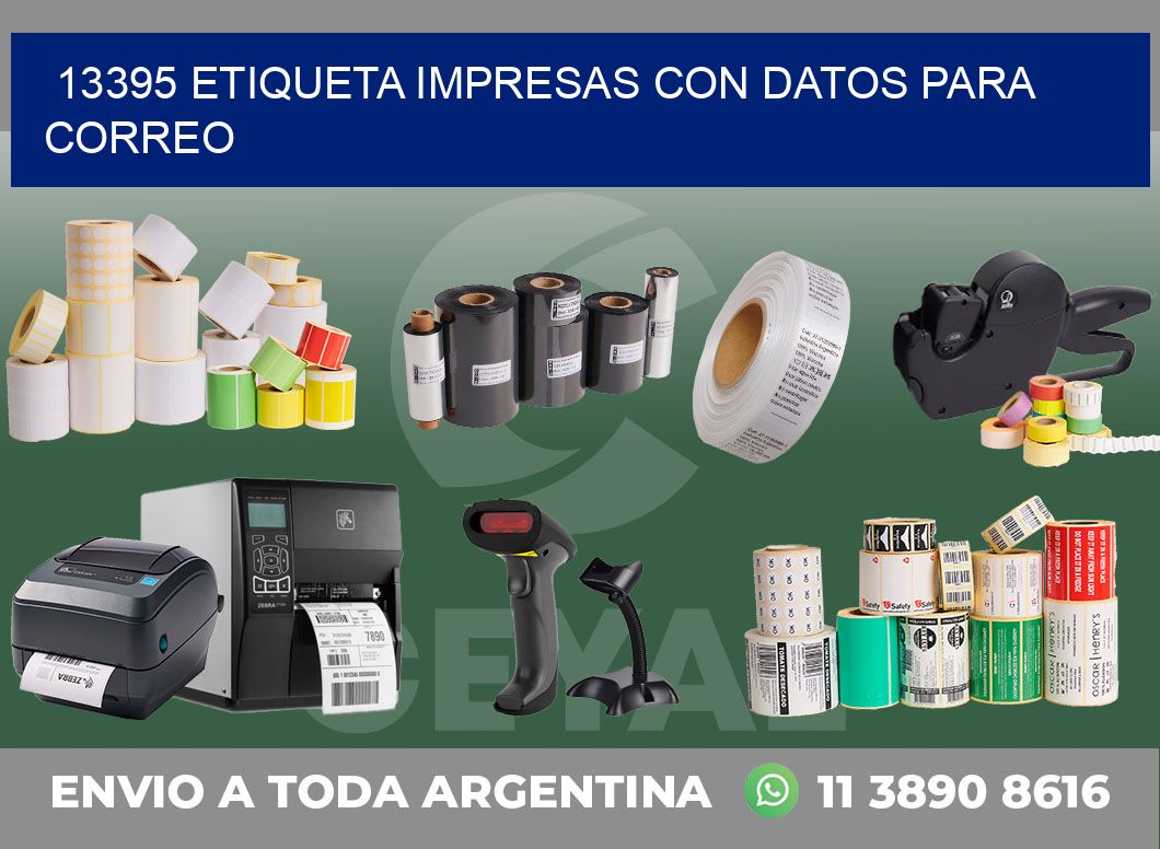 13395 ETIQUETA IMPRESAS CON DATOS PARA CORREO