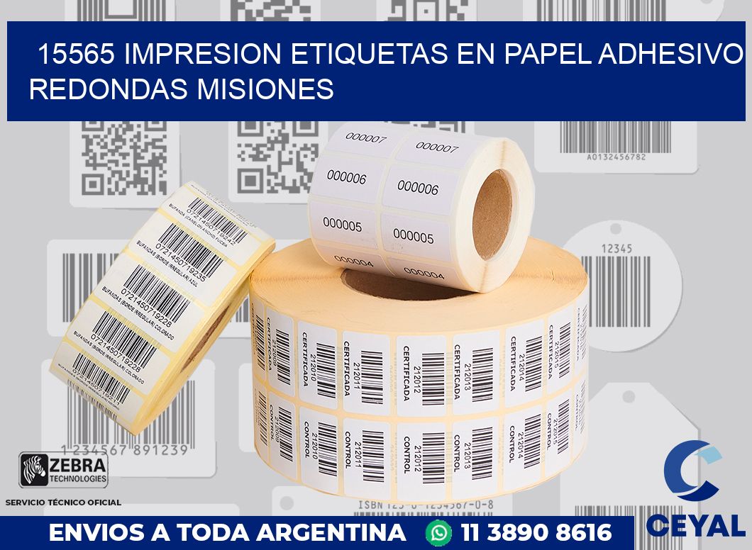 15565 IMPRESION ETIQUETAS EN PAPEL ADHESIVO REDONDAS MISIONES